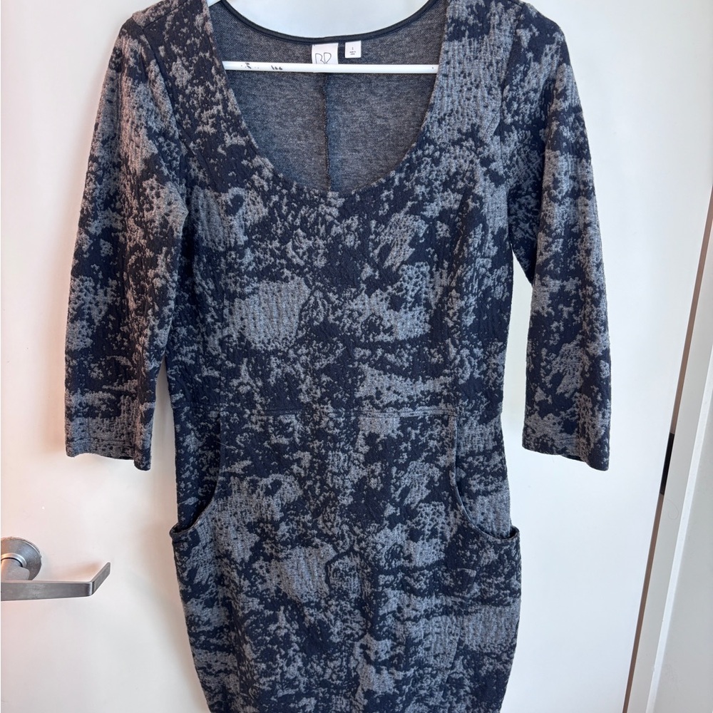 BP Gray and Black Long Sleeve Dress